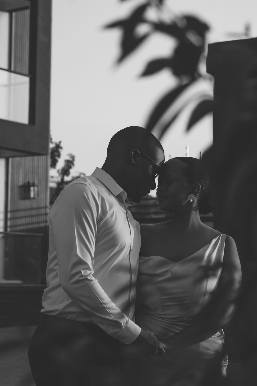 Candid embrace, black and white