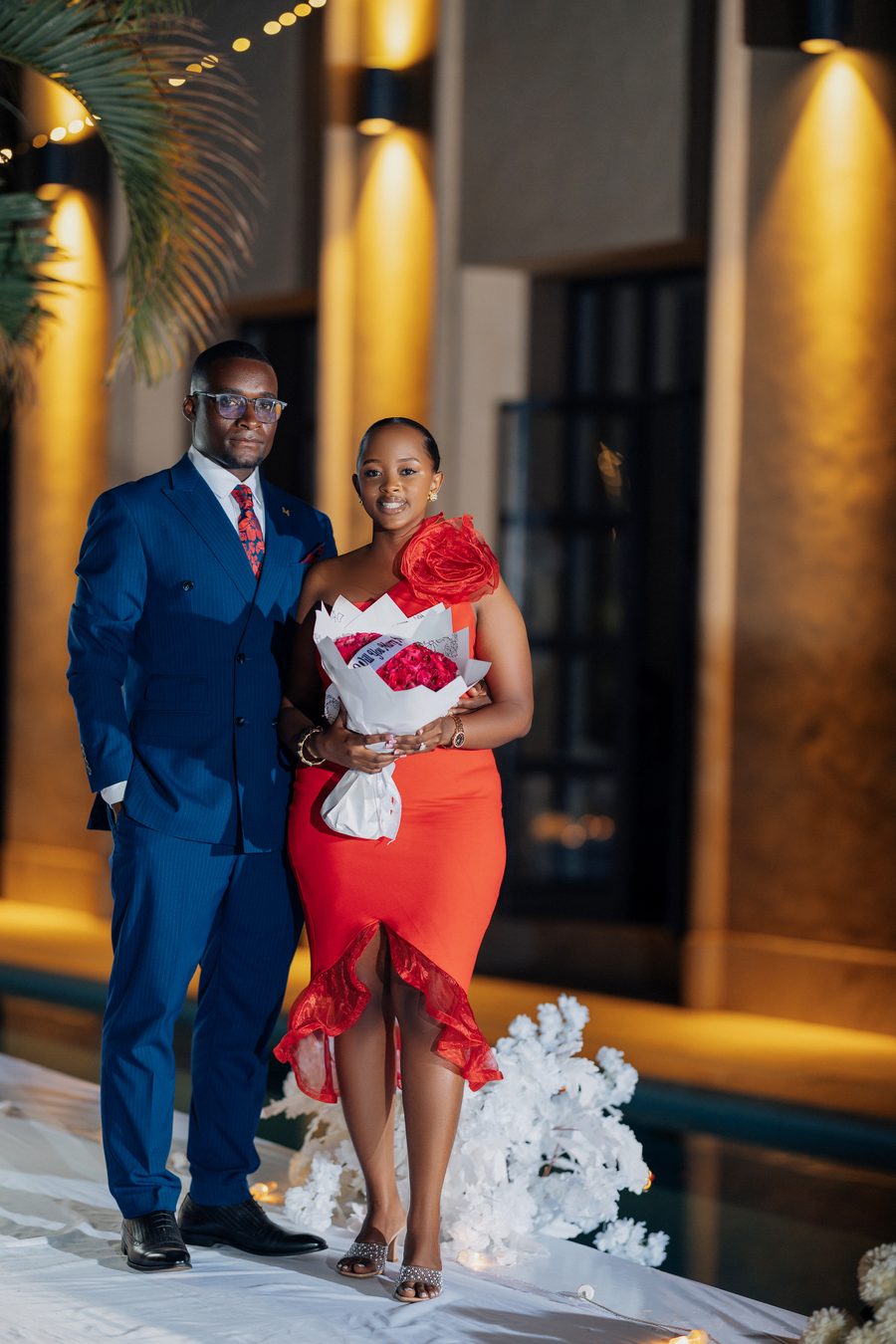 Engagement portrait, red dress